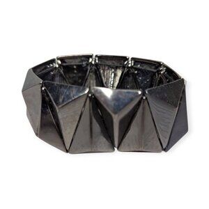 Gray Metal Stretch Geometric Bracelet One Size